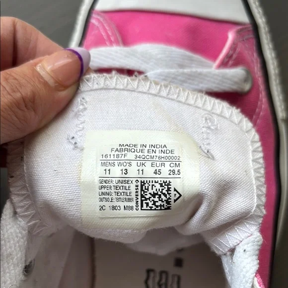 Converse Pink Canvas Sneakers with White Accents - Picture 12 of 16
